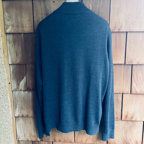 Black Brown 1826 100% Extra Fine Merino Wool 1/4 Zip Navy Sweater Pullover XXL - Picture 12 of 14